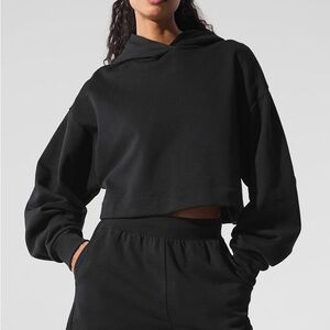 Alo Bae Cropped Black Hoodie